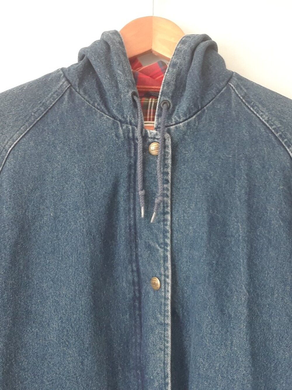 Vintage 80s 90s LL Bean Denim + Plaid Jacket - Picture 5 of 14